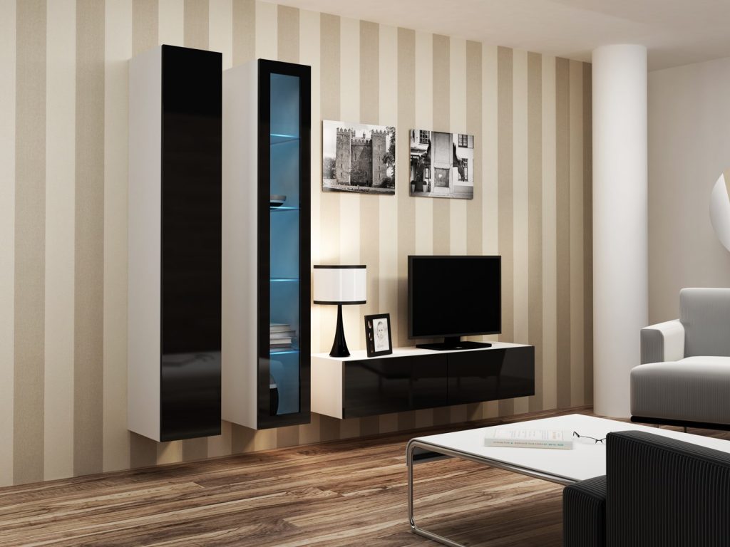Cama TV stand VIGO 140 30/140/40 white/black gloss